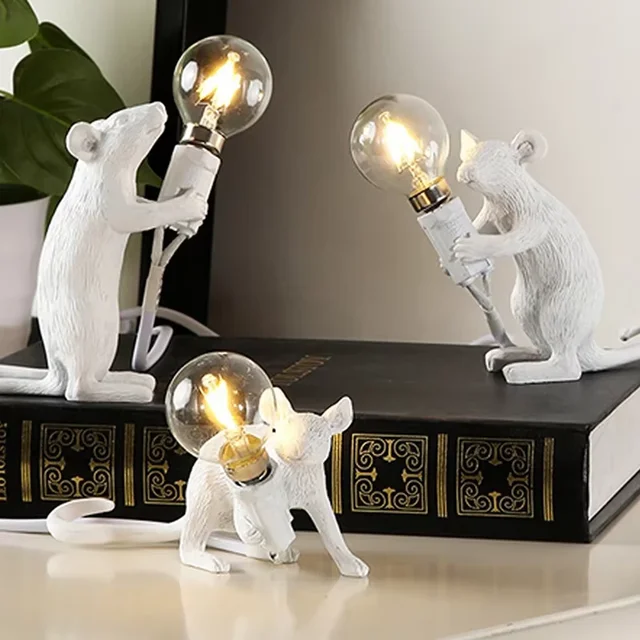 Livraison directe souris nordique lampe de Table LED Style moderne maison chambre Table de chevet lumières intérieur décoration de la maison éclairage support lampes 2