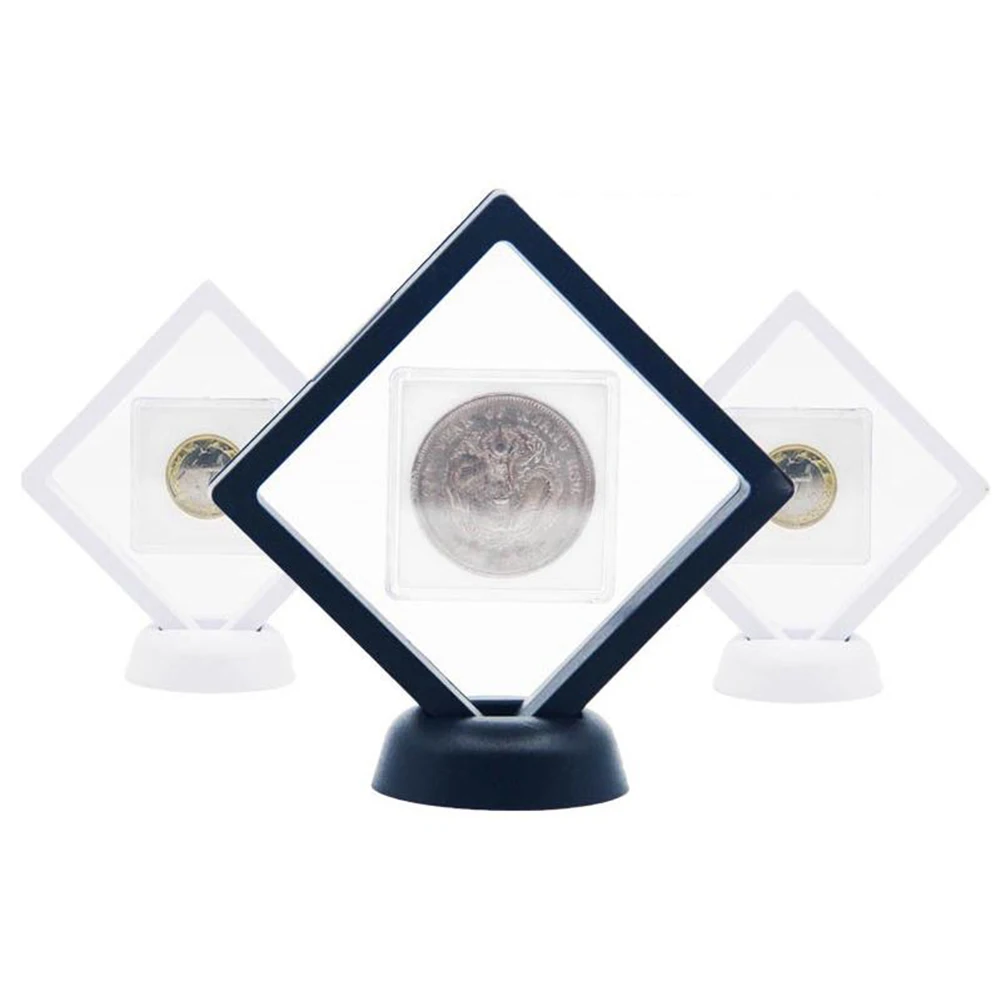 Display Case 5/10PCS 3D Floating Picture Frame Stand Box Clear Jewelry Ring Coin 70*70*20mm Home Decorative