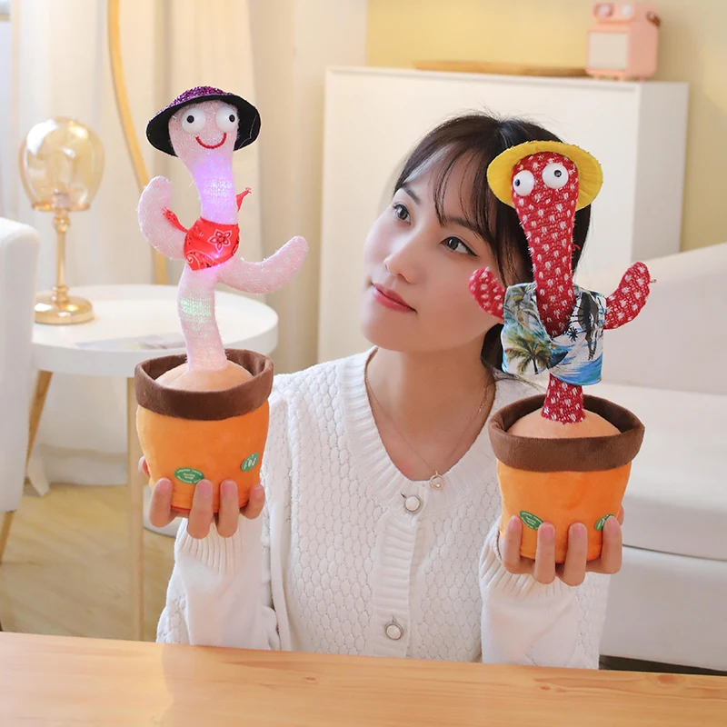 33cm KawaiI Talking Funny Cactus Animals Sloth Smart Plush Toy Speak Communication Sound Record Educational for Children Gifts