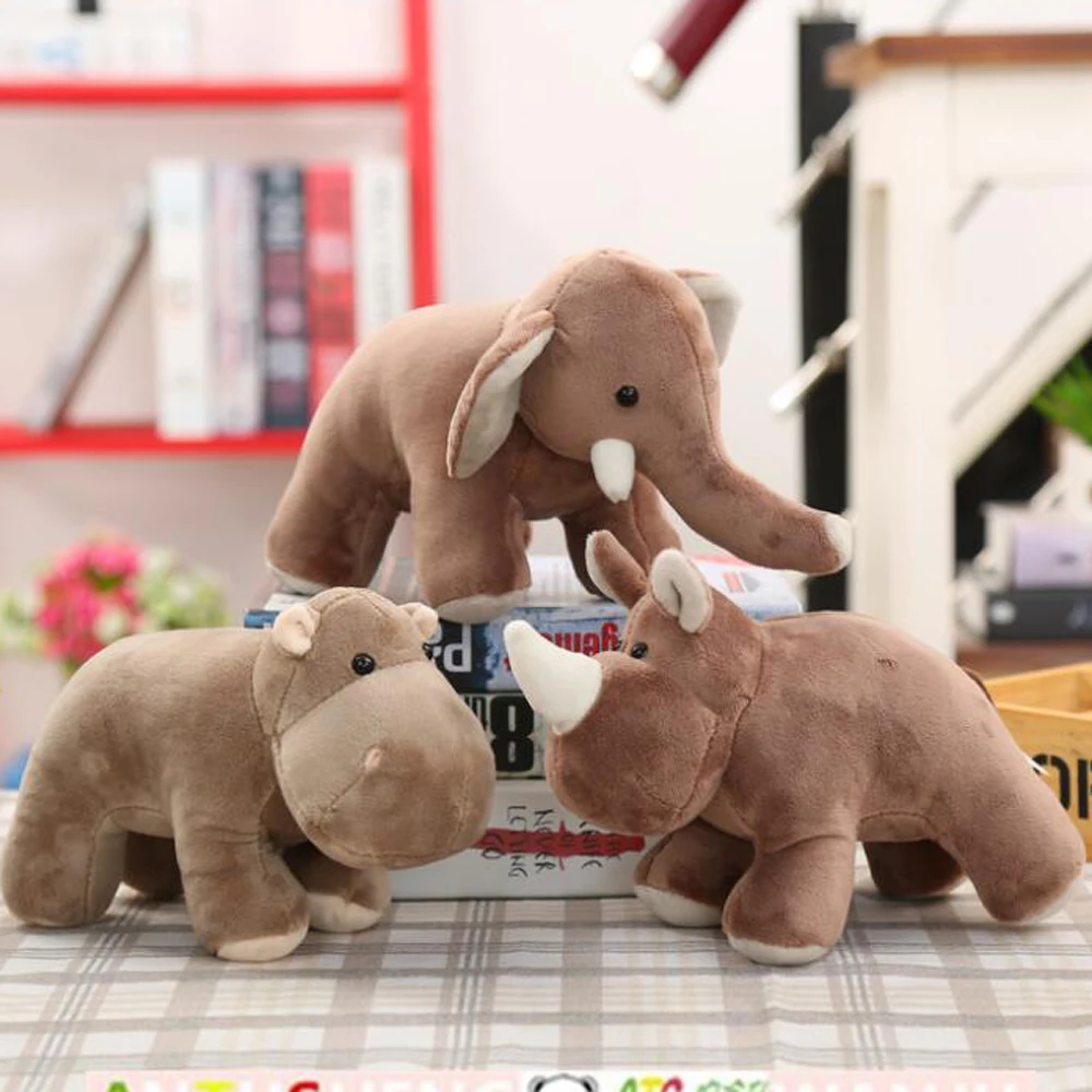 Rhinoceros Hippo Elephant Animals Stuffed Children Plush Toy
