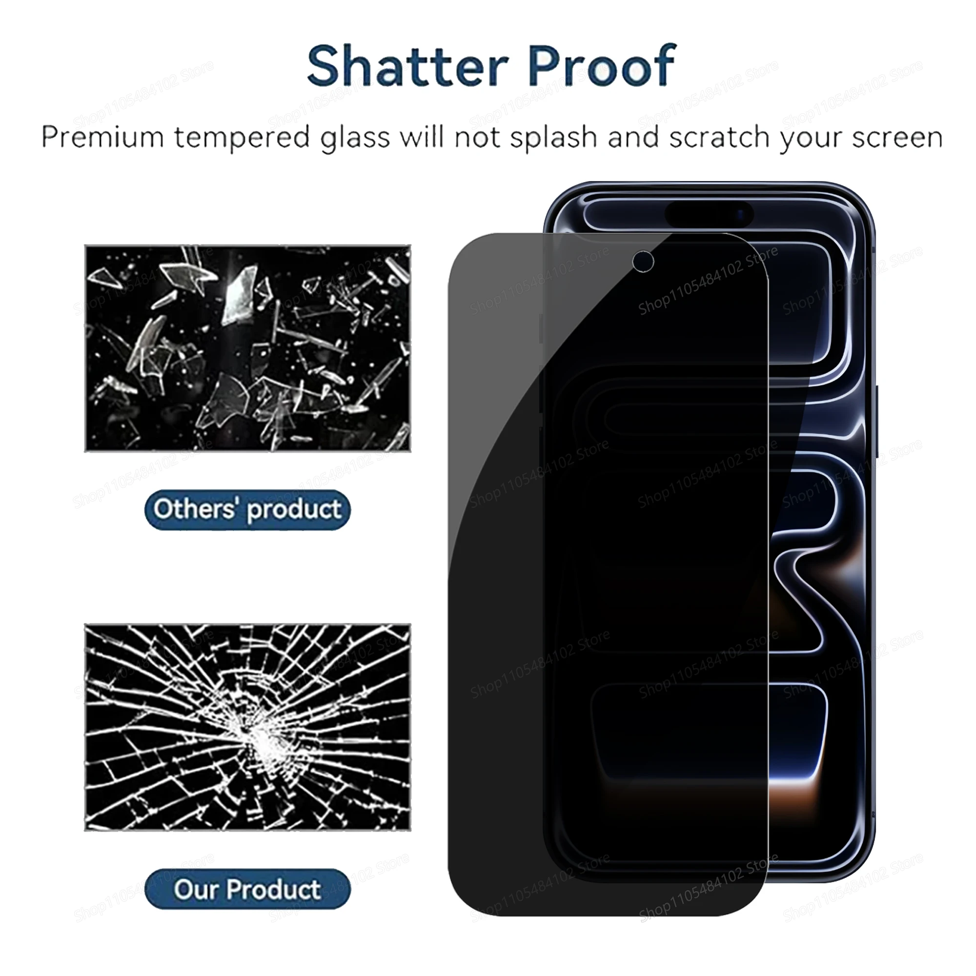 Universal 6-in-1 Privacy Tempered Glass Screen and Lens Protector