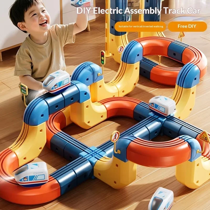 어린이용 전자기 슬라이딩 기차 세트 - DIY 무중력 STEM 교육용 조립 장난감 창의적 놀이 차량 모델