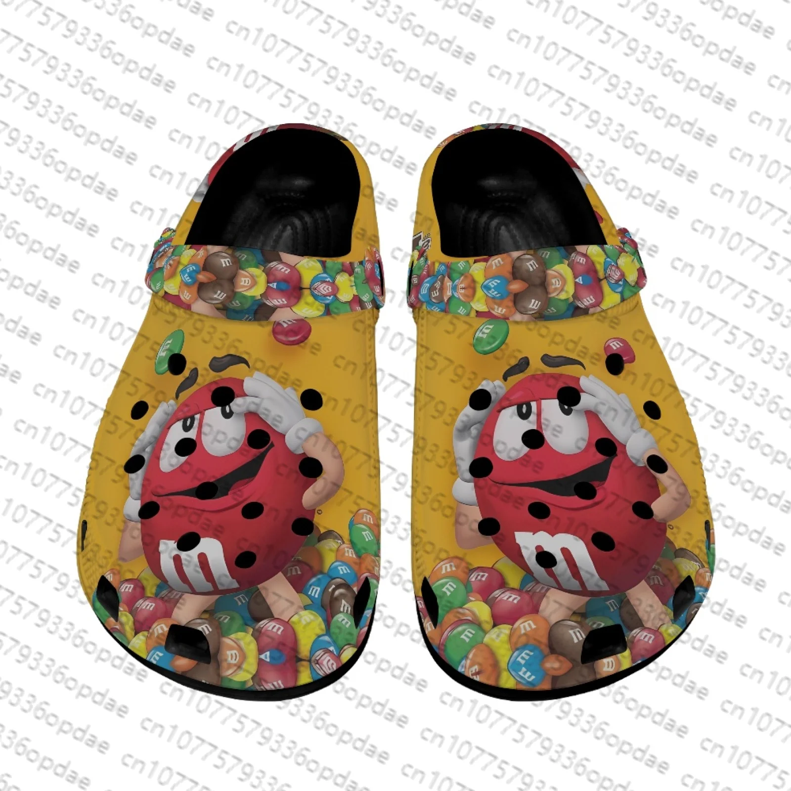 

M Шоколад мультфильм Домашние Сабо пользовательские водные ботинки мужские женские подростковые популярные ботинки садовые Туфли-сабо дышащие пляжные шлепанцы с отверстиями черный
