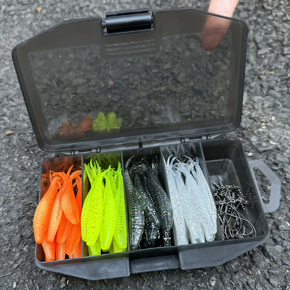 Softlure Angelköder Set Mit Offset Haken Und Angelbox_voghion.com
