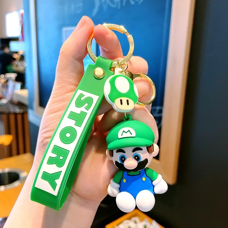 Super Mario Bros Keychain Anime Figures Mario Luigi Brothers Yoshi Bag  Pendant Car Accessories Key Chain Decoration Kids Gifts