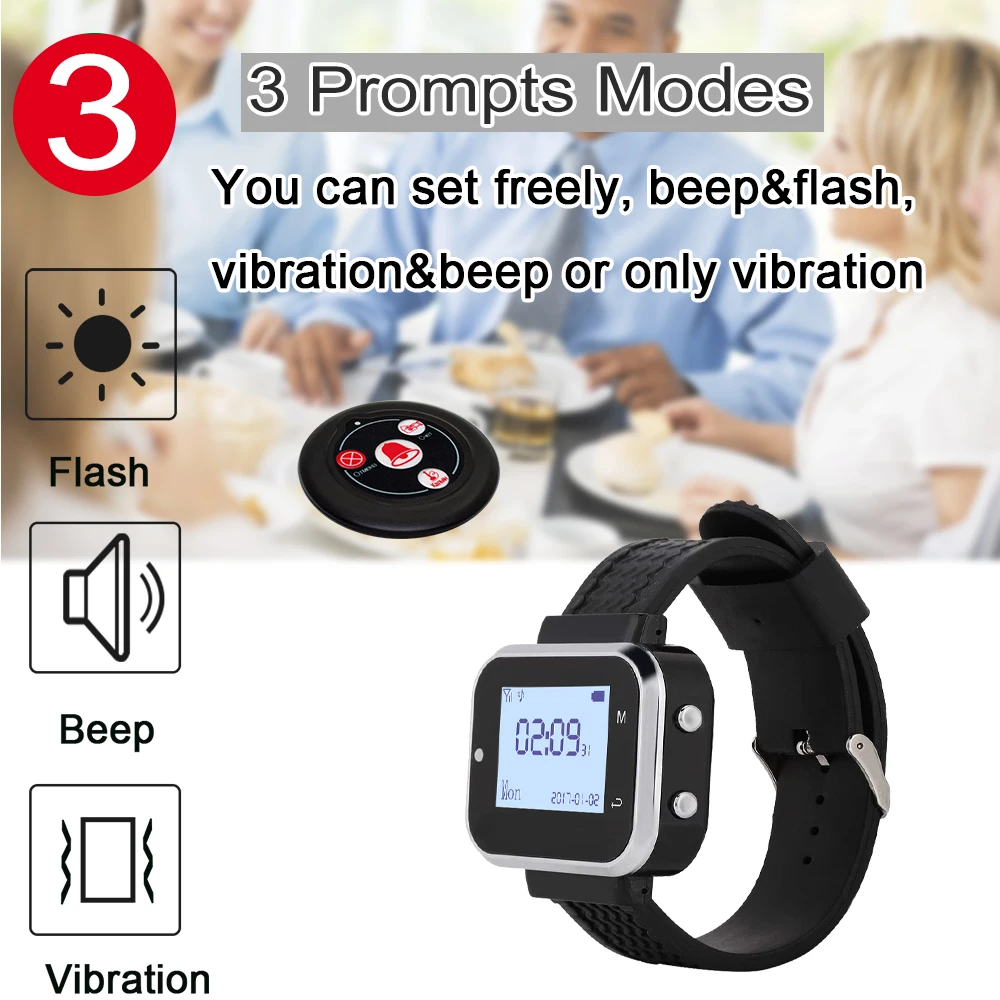 30 Call Button Transmitter 5 Waiter Watch Pager Receiver Wireless Restaurant Hotel Bar Service Guest Calling System