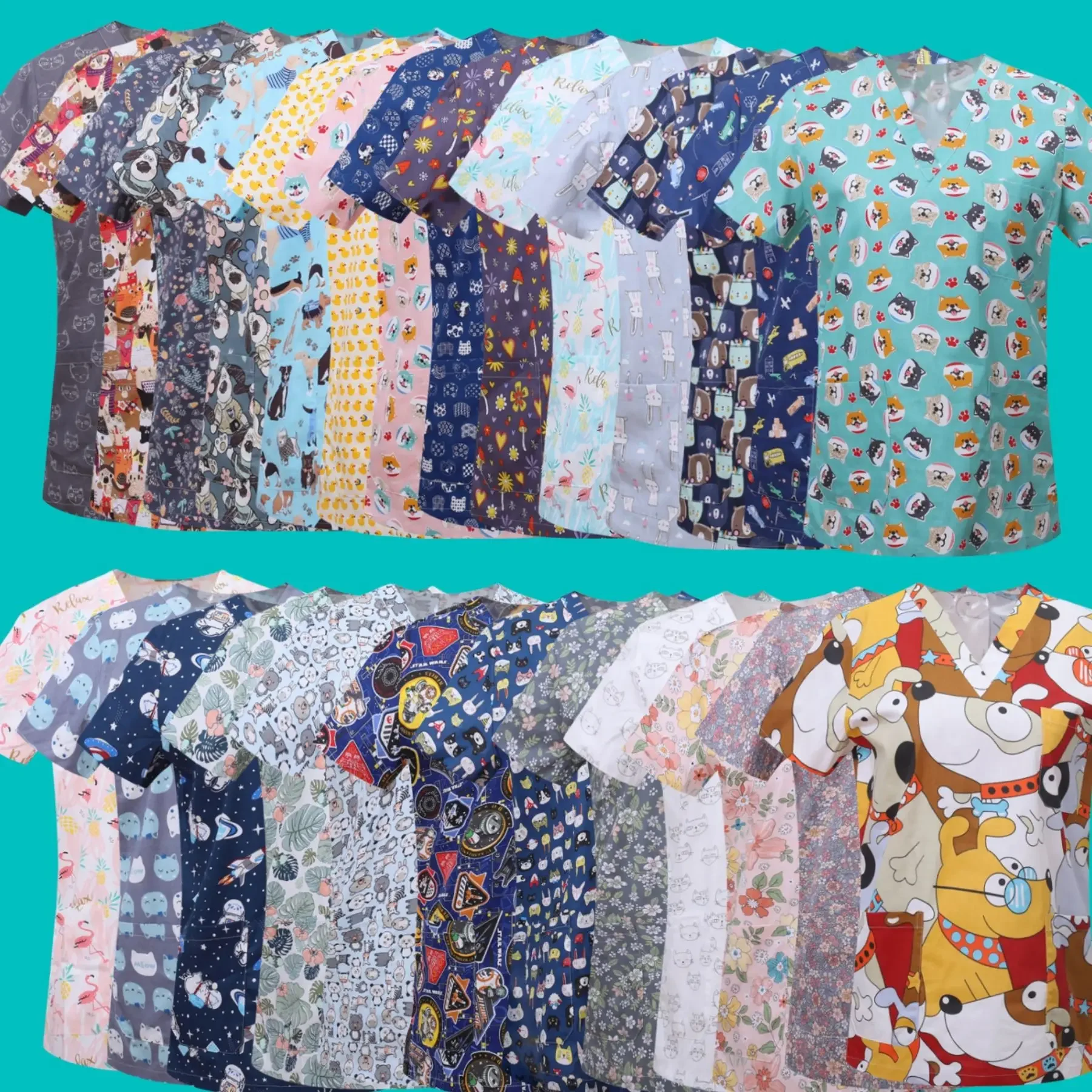 여성용 면 스크럽 캡, 흡수성 탄성 섹션, 애완 동물 그루밍 간호 작업 모자, 실험실 꽃 프린트 스크럽 모자, 도매 