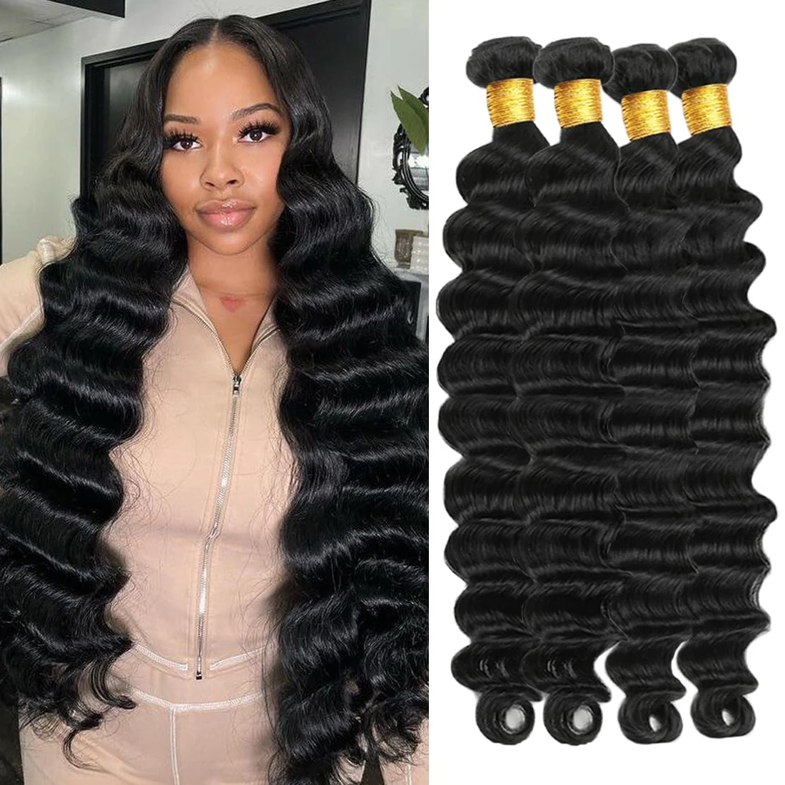 30 Inch Loose Deep Wave Bundles Human Hair Unprocessed Brazilian Remy ...