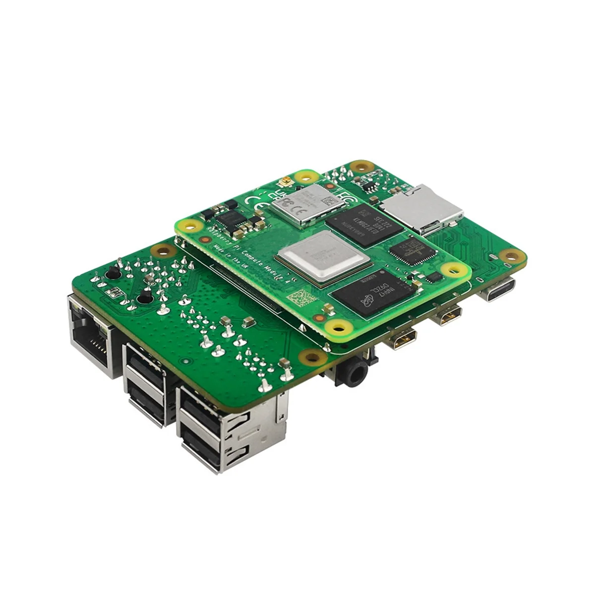 

CM4 to PI4B Adapter Board for Raspberry Pie CM4 Module to 4B Adapter 4-Way USB2.0 RJ45 Ethernet Port Expansion