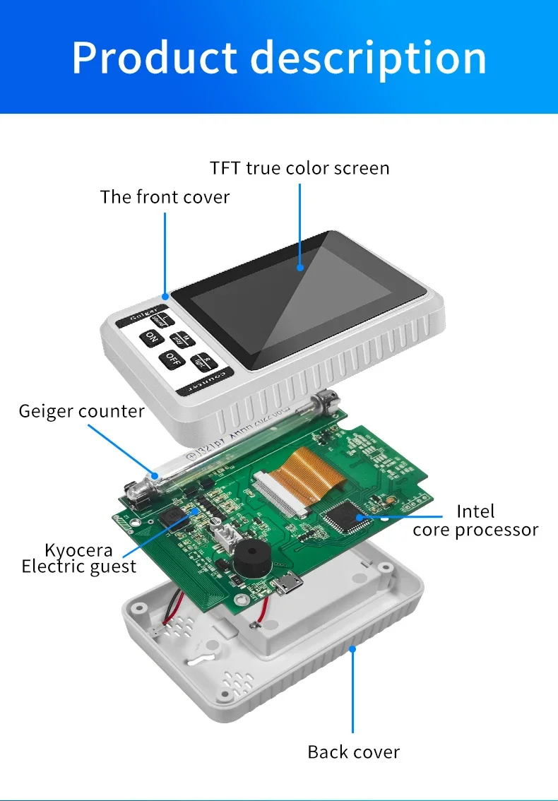 Radiation Detector XR1 BR-9B Color Display Screen Geiger Counter Personal Dosimeter Beta Gamma X-ray