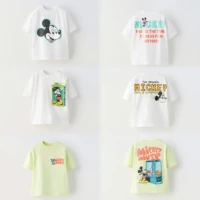 Mickey Mouse T Shirt Kids Summer Clothing Cartoon Printed Fashion Baby Short Sleeved Tops Children's Wear Tees Disney T-shirts 1