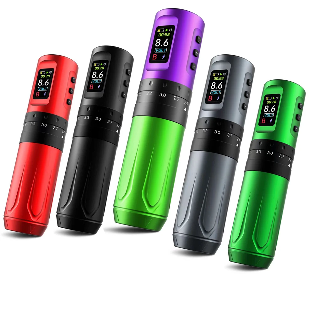 

HQ Adjustable Stroke Wireless Tattoo Pen 1800mAh 2pcs Batteries Professional Tatoo Gun For Tatu Artist Body Art