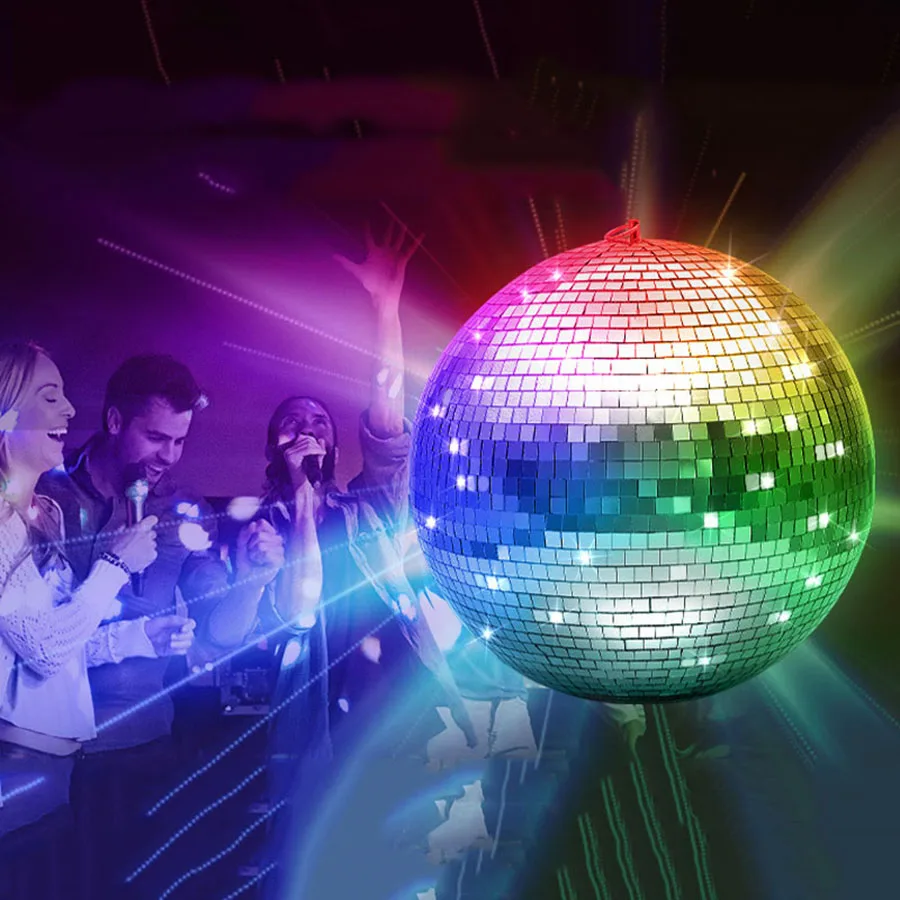 30CM Silver Disco Mirror Balls Hanging Mirror Disco Ball Reflective Disco  Ball for Club Stage Wedding Party Decor