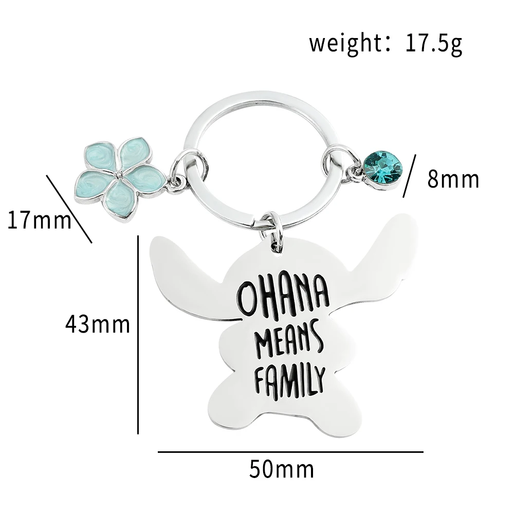 Ohana Means Family Stitch Keychains Hibiscus Charm Keychain