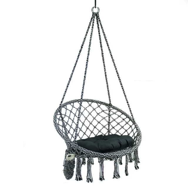Deluxe Outdoor Macrame Hammock Hanging Chair, Cotton Multi-Color, Size 31.5" L x 24" W Capacity 250lb 1
