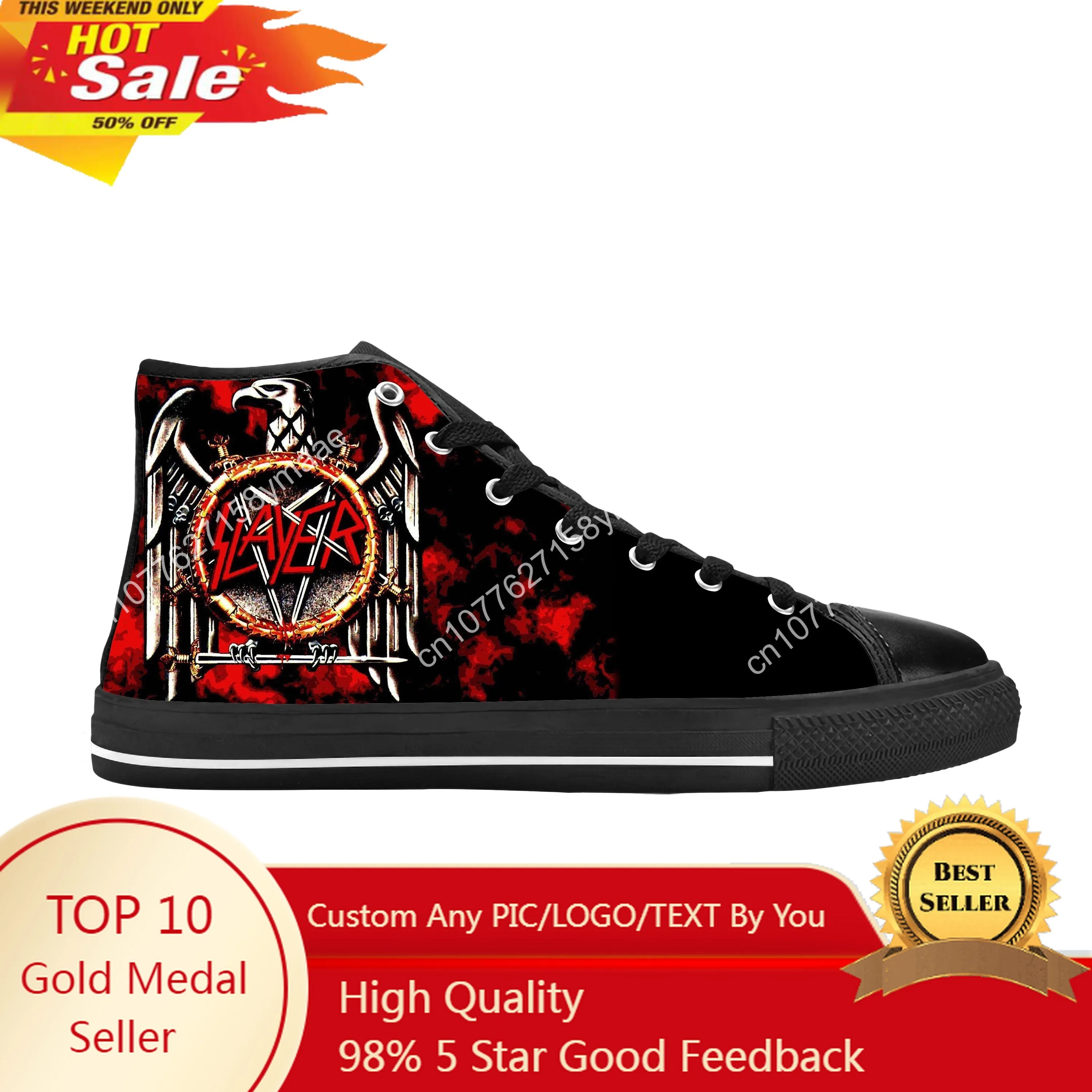 Heavy Metal Band Rock Music Singer Slayer Horror Casual Cloth Shoes High Top Comfortable Breathable 3D Print Men Women Sneakers