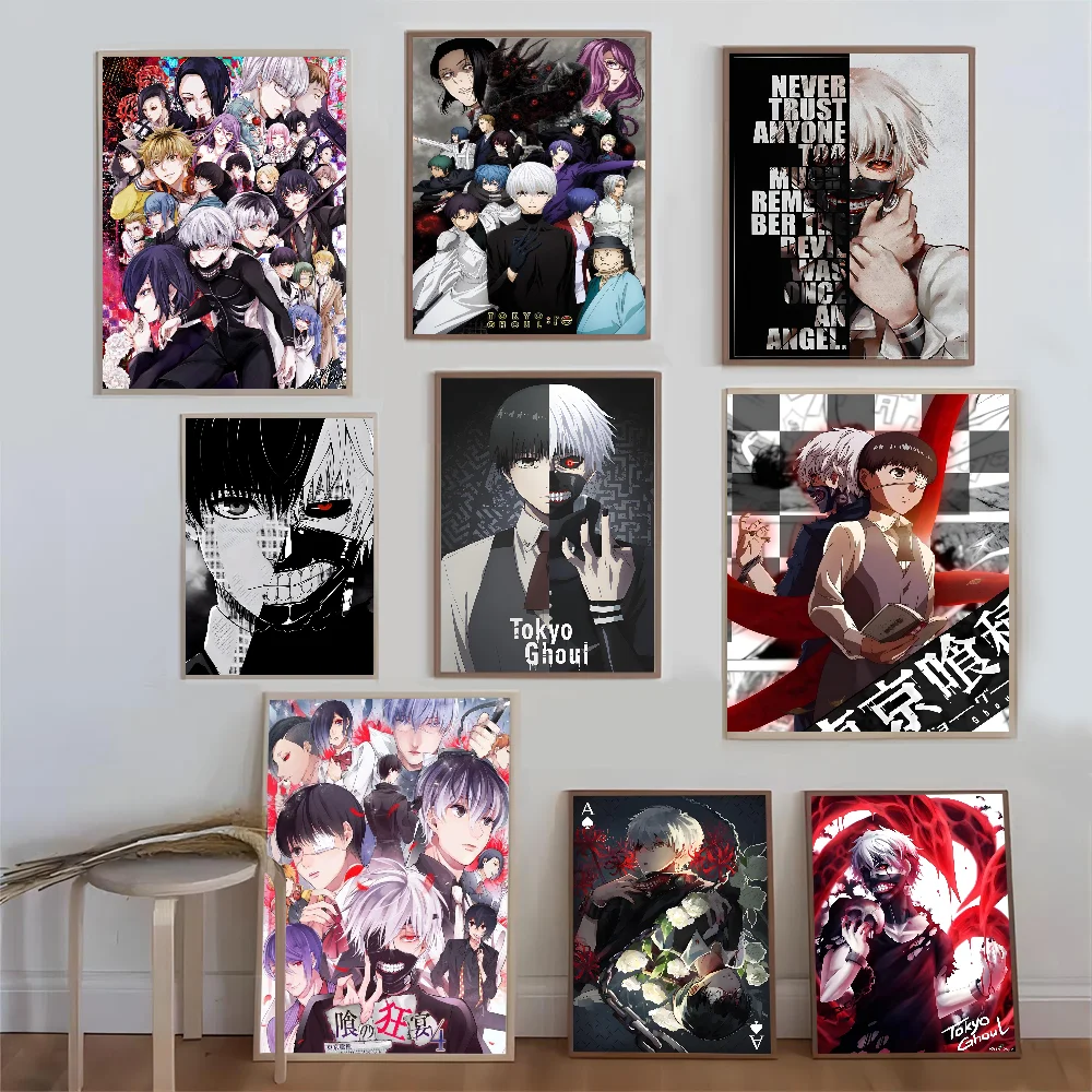 Amine Tokyo Ghoul Classic Movie Posters Vintage Room Bar Cafe Decor Stickers Wall Painting