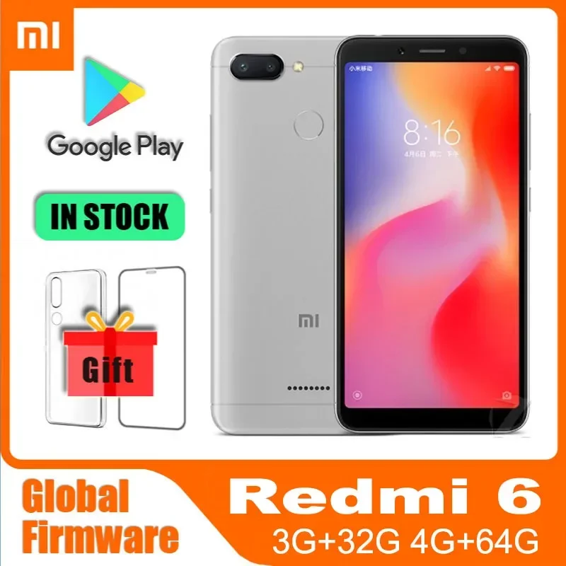 Xiaomi Redmi 6 cheap Smartphone 5.45" Global firmware with googleplay mobile phone MediaTek Helio P22 Global rom used phone