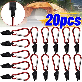 20/5Pcs Windproof Clamp Set Survival Grommet Tent Clips Buckle Awning Tarp Fixed Outdoor Camping Tent Accessories Plastic Hook