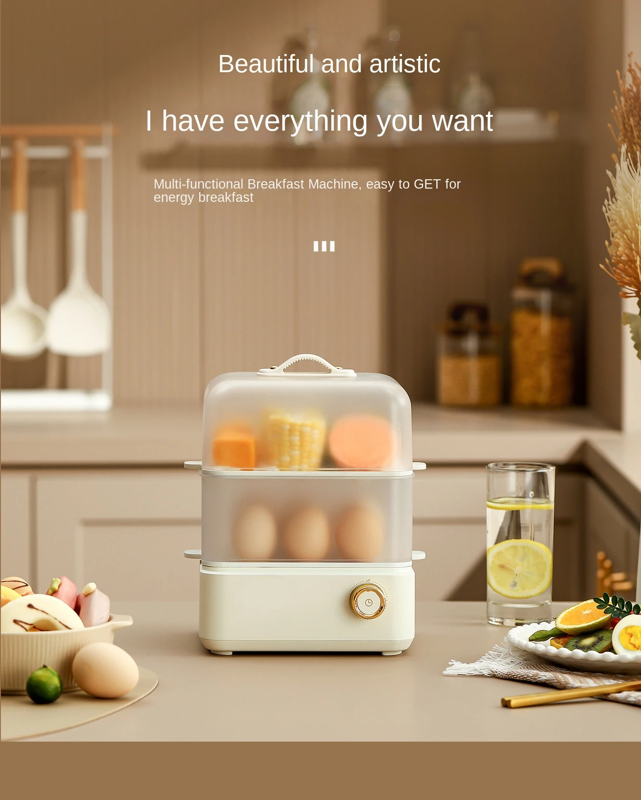 220V Household Electric Egg Steamer Home Automatic Food Steamer Multi Cooker Home Multifunctional Egg Boiler for Breakfast 5
