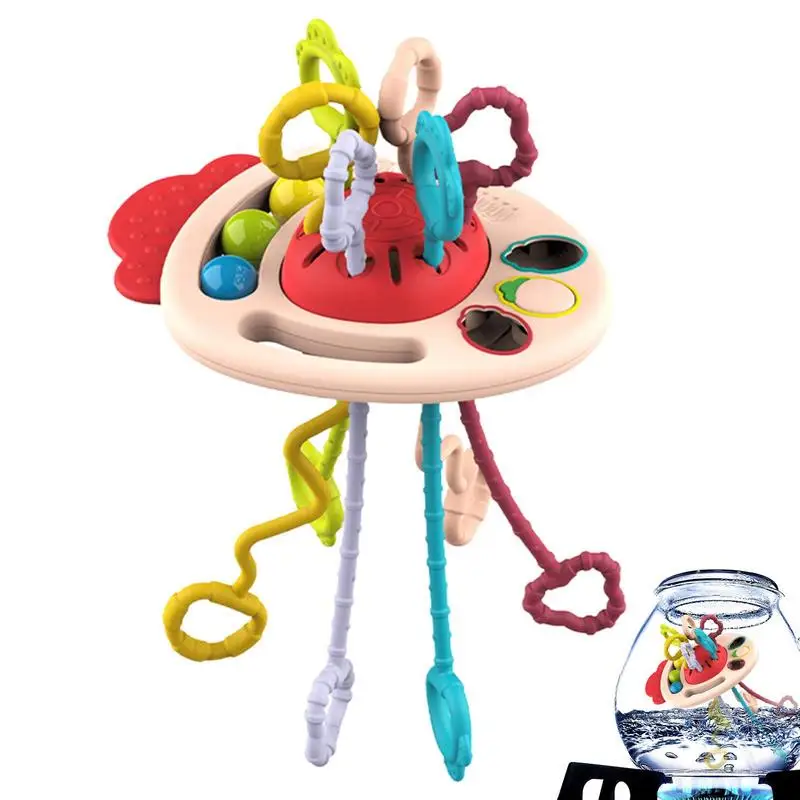 

Pull String Toy Flying Disc Shaped Toddler Push & Pull Toys Baby Sensory String For Teether Early Education Pull String