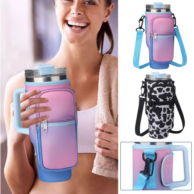 Nuovoware Water Bottle Carrier Bag Fits Stanley 40 Oz Tumbler With Handle,  Water Bottle Bag With Adjustable Shoulder Strap, Neoprene Bottle Holder For