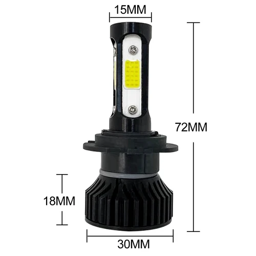 360 도 12V H7 H8 H9 H11 Led 헤드 라이트, 9005 HB3 9006 HB4 6000K 흰색 자동 안개등 COB LED 자동차 헤드 라이트, 2 개 2