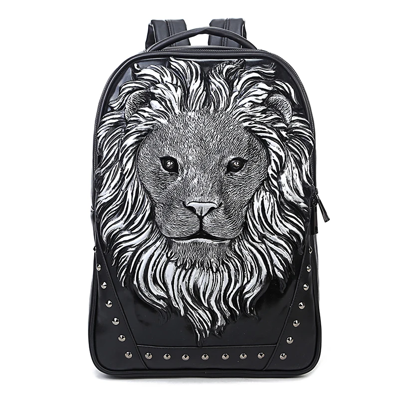 

3D Embossed Lion Backpack bags for Men travel computer bag unique Originality women Bag personality whimsical Cool Rock Bags
