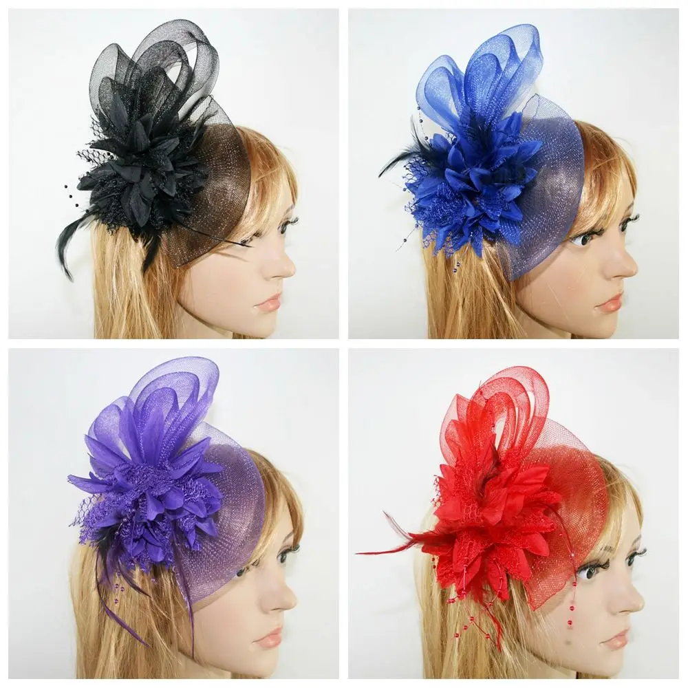 Fascinator Brooch Latin Dance Performance Wedding Hair Accessories Feathers Hair Clip Bridal Hairpin Headdress Wrist Flower