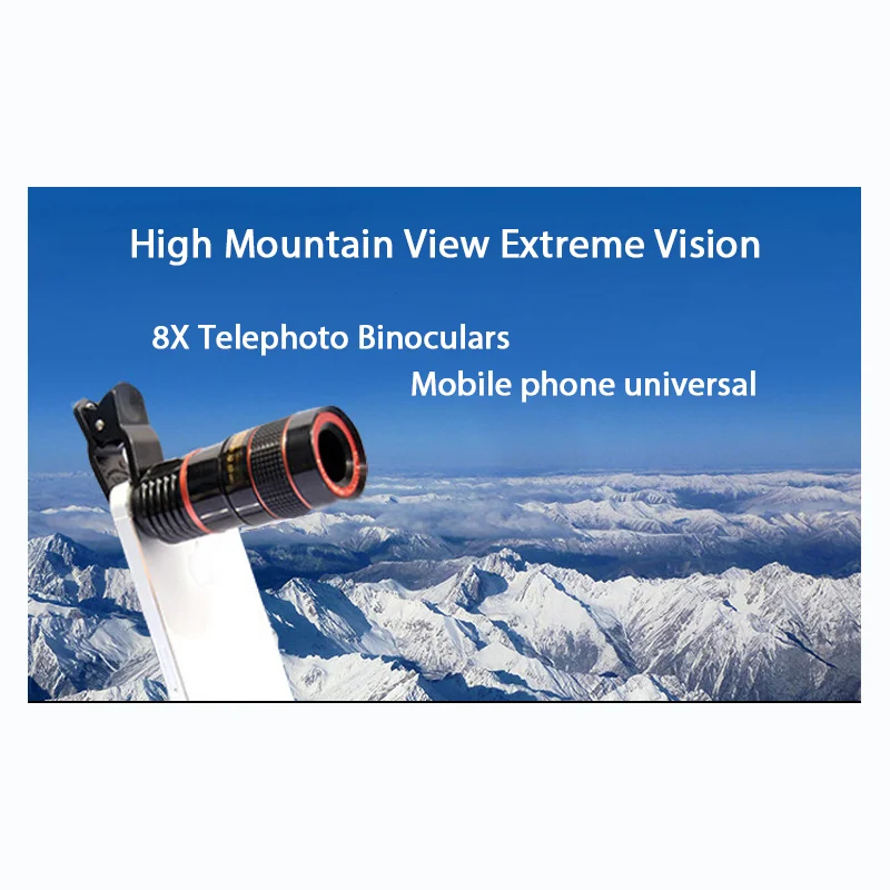 Universal Phone Lens with Clip 8X Zoom Phone Camera Telephoto Len Monocular Telescope Phone Universal Optical Telescope Lens Kit