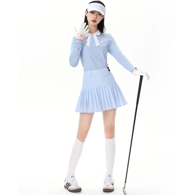 Golf Women's New Autumn Long Sleeved Slim Fit Wrinkle Resistant High-quality Temperament Short Skirt Outdoor Leisure Sports Set