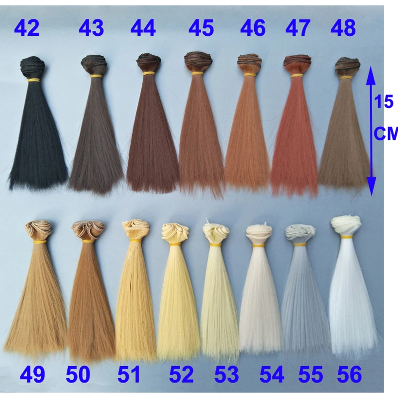 Doll Wigs 15cm 25cm Straight Natural Color Handmade DIY Heat Resistant Doll Accessories