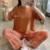 New Women's Two-Piece Maternity Pyjamas Homewear Monthly Clothing Nursing Clothes Female Summer Loose Leisure Homewear 4