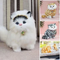 Simulation Mini Cat Toy Cute Cloth Pad Plush Cats with Sound Children Birthday Gifts Creative Imitation Cat Ornaments Home Decor 2