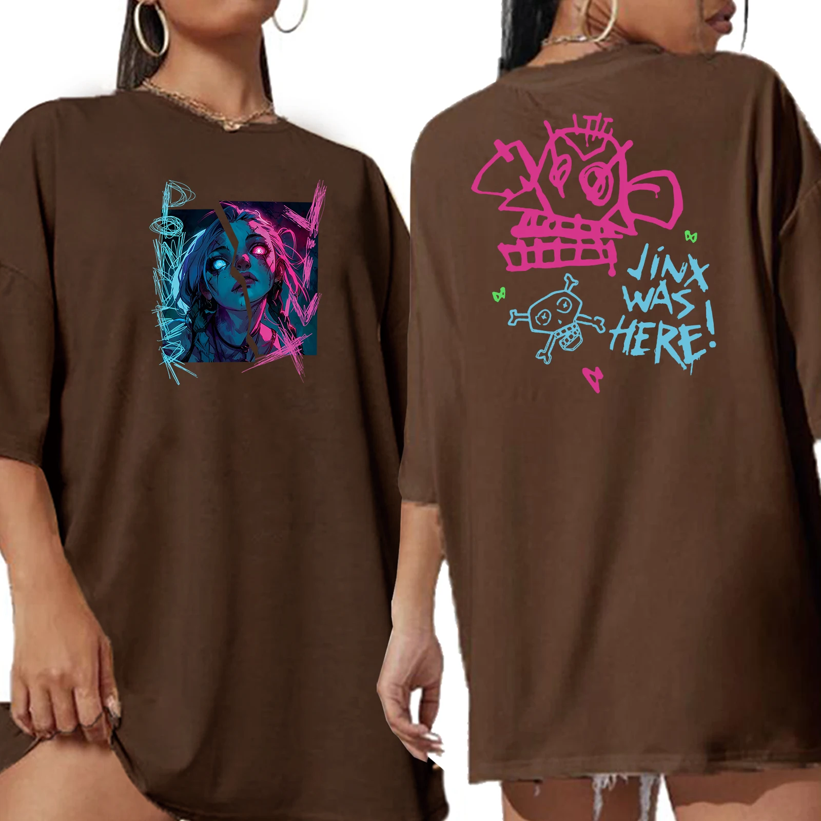Arcane Broken Jinx Graffiti Art Extra Large T-shirt O-Neck Short Sleeve Fashion Oversize Shirts 5