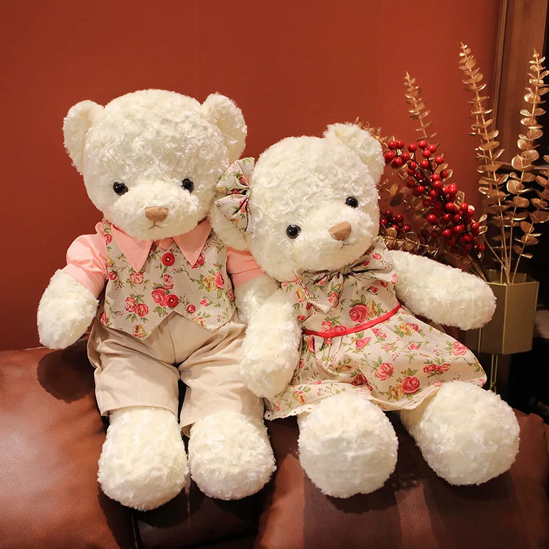 

1pc 55CM Lovely Couple Teddy Bear Plush Toys Soft Stuffed Animal Plush Bear Toy Cushion Doll Birthday Wedding Gift For Friends
