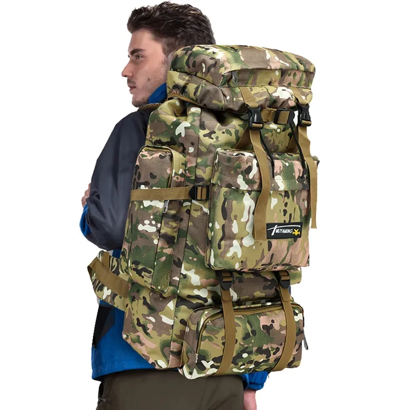 

70L Men Large Camping Bag Hiking Backpack Luggage Army Outdoor Climbing Trekking Travel Tactical Shoulder Bags Military Sports