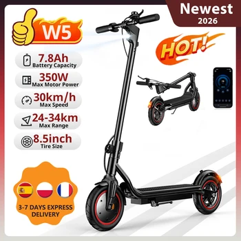 Scooter elettrico W5 Pneumatico gonfiabile da 8,5 pollici 350W 36V7.8Ah Velocità massima 30 km/h Portata 24-34 km Doppio freno con scooter elettrici APP