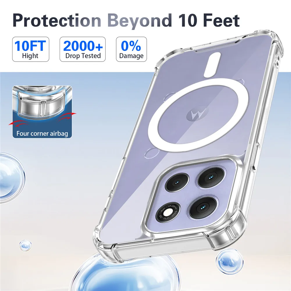 Enhanced Magnetic Phone Case with Four-Corner Anti-Fall Protection and Transparent Design