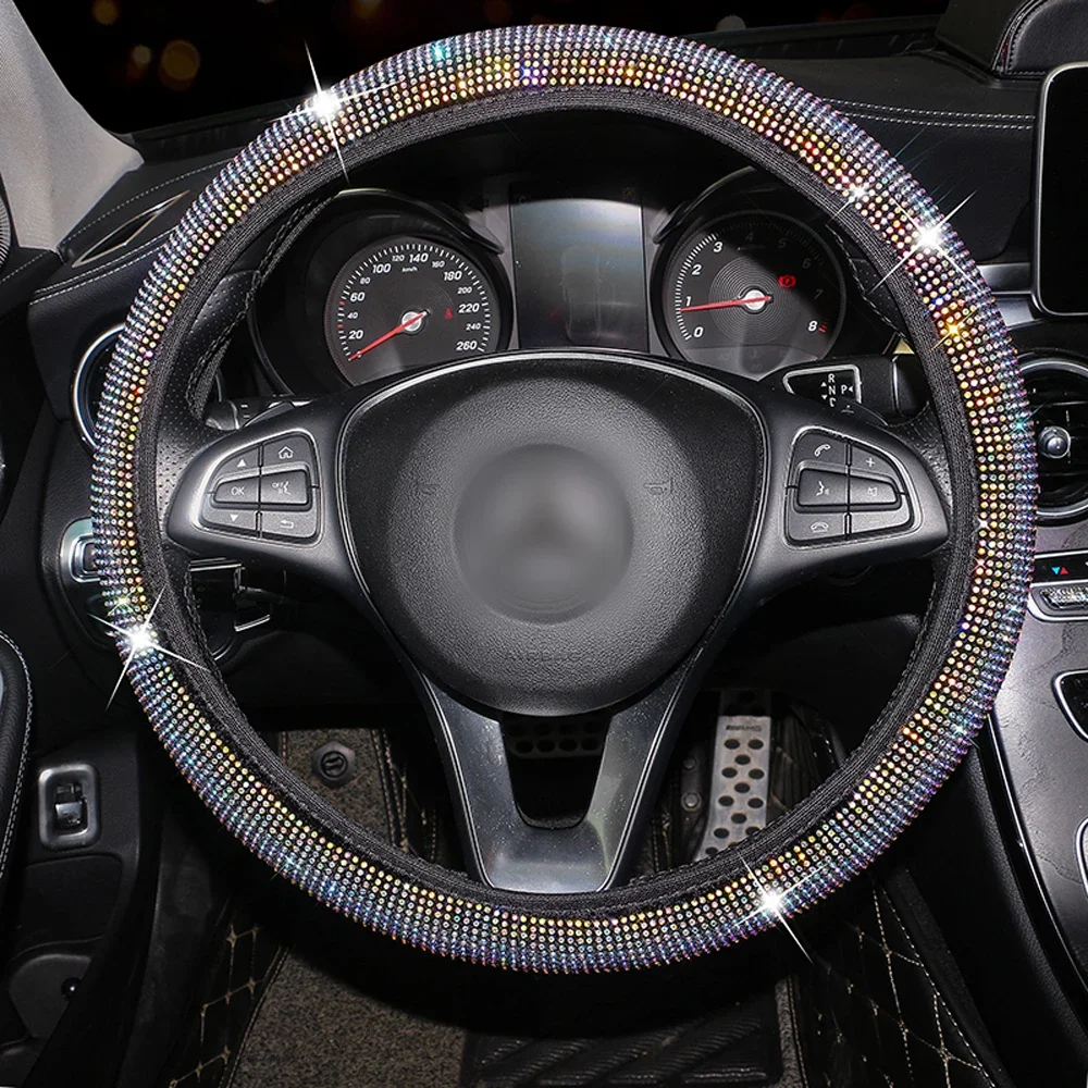 Bling Rhinestone Steering Wheel Cover Universal New Fashion Diamond Crystal Car Steering Wheel Covers for Girls Car Accessories