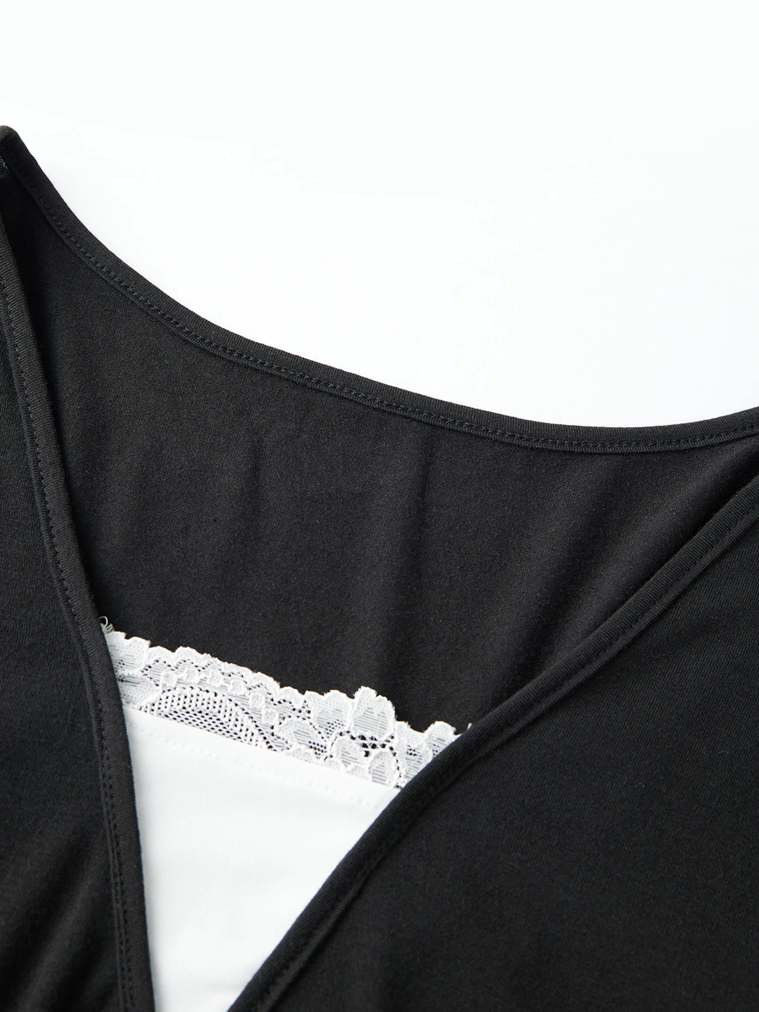 Women s Long Sleeve V Neck Patchwork T-shirt for Casual Daily Wear Streetwear Tops for Fall Fashionistas