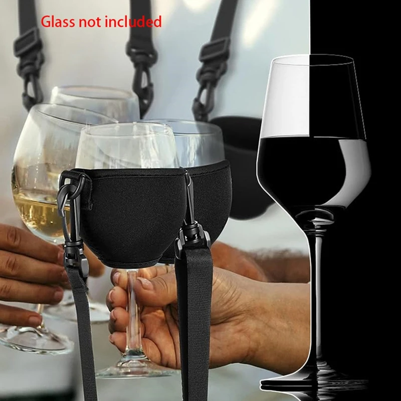 Portable Wine Glass Holder Strap Wine Sling Yoke Glass Holder Support Neck Strap For Birthday Cocktail Tools 4PCS