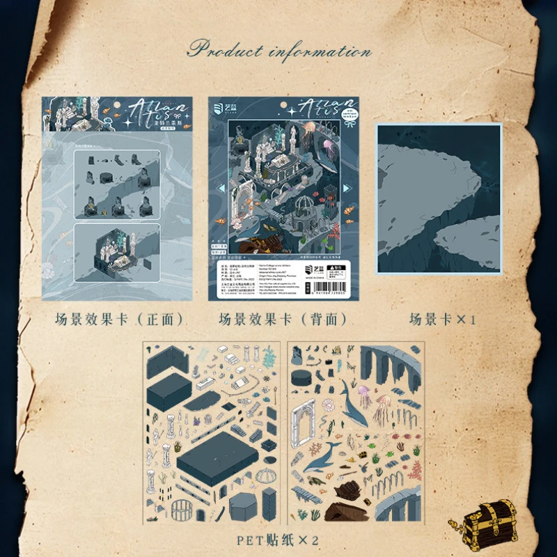 Roman Style Scene Stickers Large 3D Layered Decals for DIY Scrapbooking Journaling Decorative Layering PET Stickers