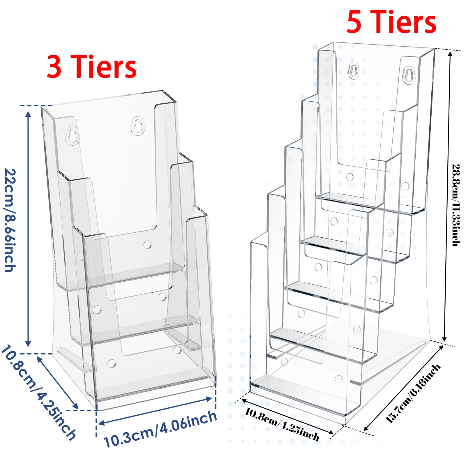 Clear Acrylic 3 5 Tier Brochure Holder Desk Display Stand