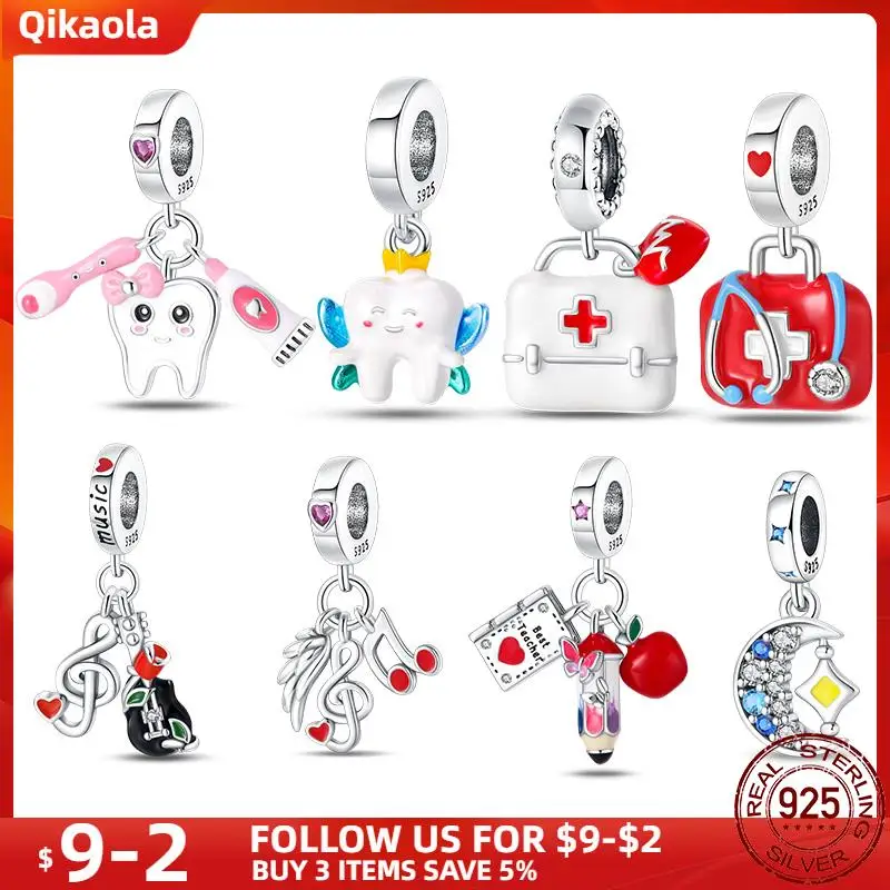925SterlingSilverDentalThreepieceSetBeadsCharmsFitPandora