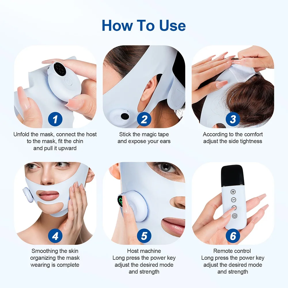 Electric Face Slimming Bandage V Line Face Shaper Chin Cheek Lift Up Belt Facial Massage Strap Edema Removal Mask Cheek Slimmer