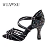 NATASHA Latin dance shoes Black dance shoes Professional dance shoes Rhinestone Latin dance shoes Women's adult dance shoes High 4