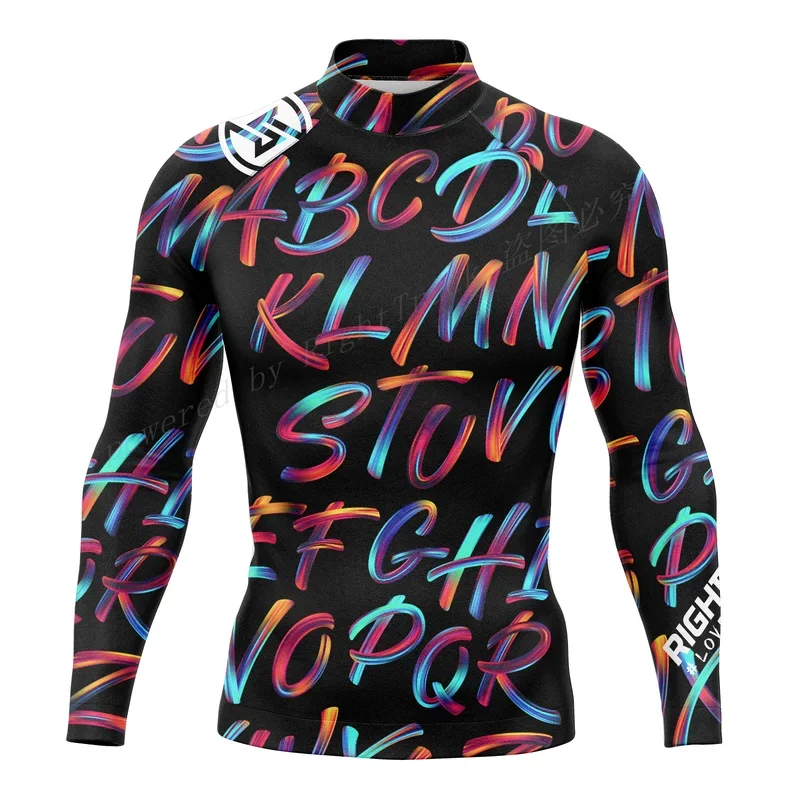 Hot Men's Surfing Shirt SummerTime Lycra Rashguard RIGHTTRACK For Surf Sportswear Beach UV Swimwear UPF50 Clothes