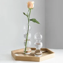 Crystal Ball Flower Vase Bubble Glass Bottle Transparent Hydroponic Ball Art Flower Ware Tabletop Glass Vase Home Decor