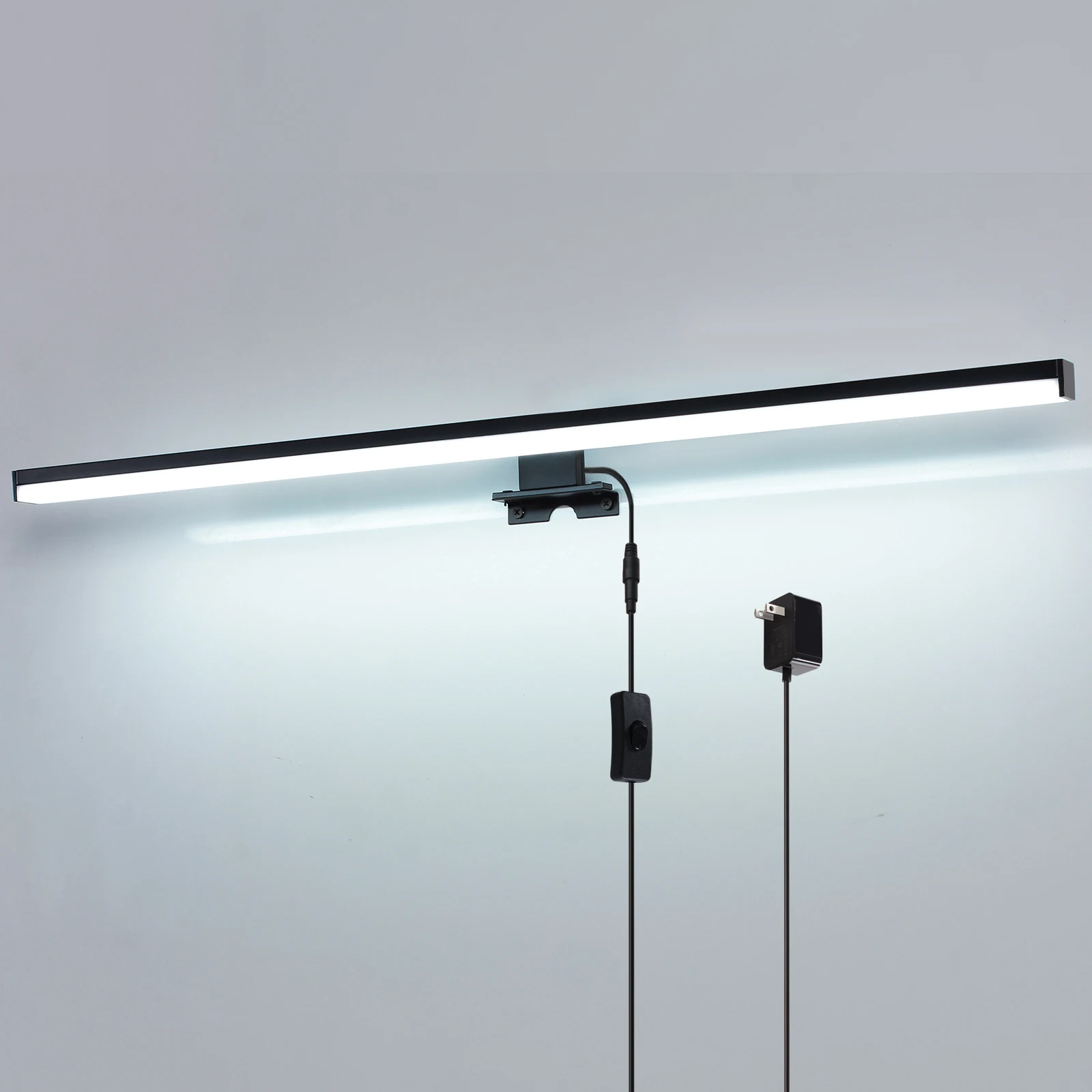 

LED Vanity Light Fixtures,28.3in Black Bathroom Lights Over Mirror,3 Types of Installation,with Power Cord Mounted Wall Light.